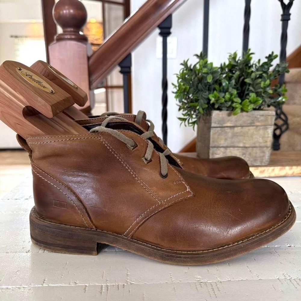 Bed Stu Brown Leather Ankle Boots Mens Size 8 Distressed Lace Up